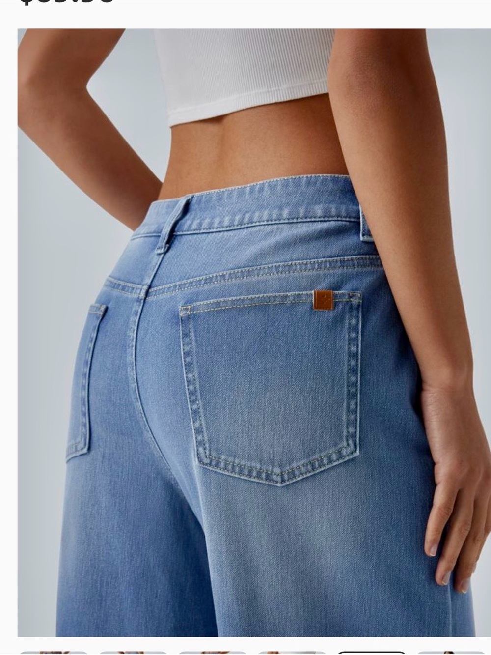Halara Wide Leg Mid-Rise Washed Baggy Wide Leg Women Jeans - Light Blue - Large - Picture 4 of 10
